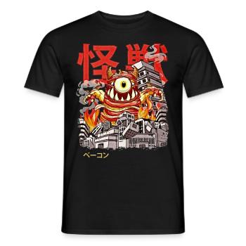 Kaiju Bacon Japanische Anime Monster Augapfel - Männer T-Shirt - Schwarz - Vorne - AI Model Male 178 light (178cm)