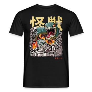 Kaiju Snake Japanese Anime Monster Reptile - Men's T-Shirt - black - Front - AI Model Male 178 light (178cm)