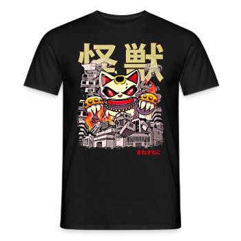 Kaiju Maneki Neko Japanese Anime Monster Luck - Men's T-Shirt - black - Front - AI Model Male 178 light (178cm)