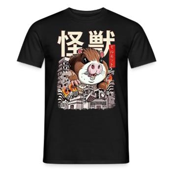 Kaiju Guinea Pig Japanese Anime Monster Nage - Men's T-Shirt - black - Front - AI Model Male 178 light (178cm)