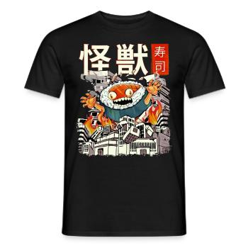 Kaiju Sushi Japanese Anime Monster - Men's T-Shirt - black - Front - AI Model Male 178 light (178cm)