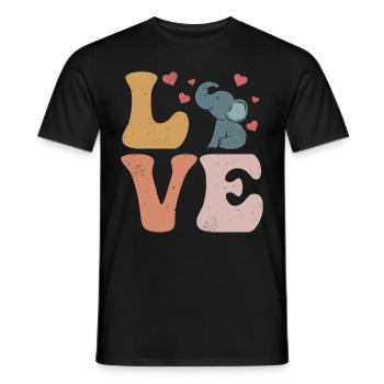 Elephant Love Safari - Men's T-Shirt - black - Front - AI Model Male 178 light (178cm)