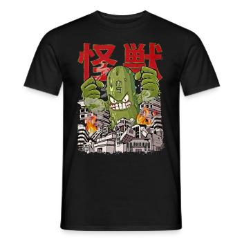 Kaiju Cucumber Japanese Anime Monster Cucumber - Men's T-Shirt - black - Front - AI Model Male 178 light (178cm)