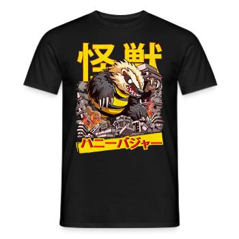 Kaiju Honey Badger Puzzle de monstres d’anime japonais - T-shirt homme - noir - Devant - AI Model Male 178 light (178cm)