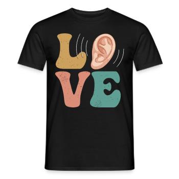 Deafness Deafness Hearing loss LOVE - Men's T-Shirt - black - Front - AI Model Male 178 light (178cm)