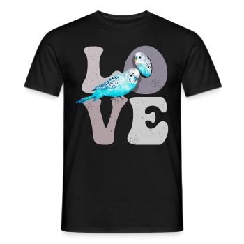 Perruche Perroquet Perruche AMOUR - T-shirt homme - noir - Devant - AI Model Male 178 light (178cm)