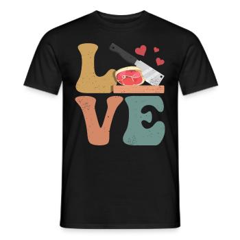Butcher Meat Hatchet LOVE - Men's T-Shirt - black - Front - AI Model Male 178 light (178cm)