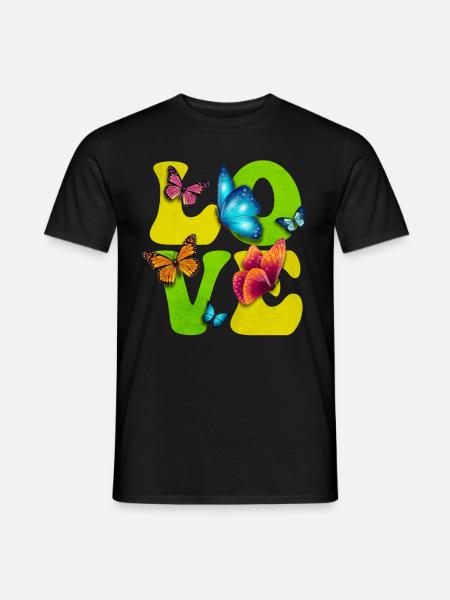 Butterfly Insect LOVE - Men's T-Shirt - black