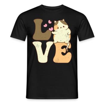 Chonk Cat Meme LOVE Fat Cats - Men's T-Shirt - black - Front - AI Model Male 178 light (178cm)