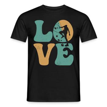 Grimpeur grimpeur de bloc LOVE - T-shirt homme - noir - Devant - AI Model Male 178 light (178cm)