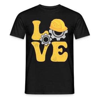 CNC Processor Machine Operator LOVE - Men's T-Shirt - black - Front - AI Model Male 178 light (178cm)
