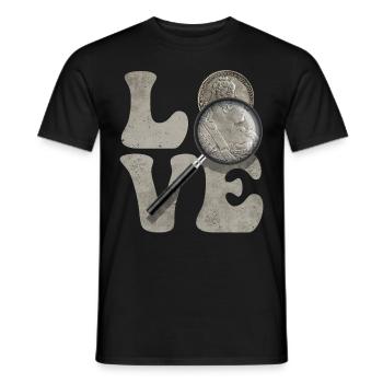 Coin Collecting Coin Collector Coin Lore LOVE - Men's T-Shirt - black - Front - AI Model Male 178 light (178cm)