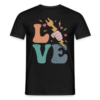 Elektriker Leitungsmonteur LOVE - Männer T-Shirt - Schwarz - Vorne - AI Model Male 178 light (178cm)