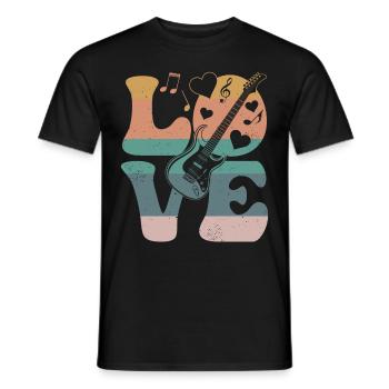 Electric Guitar Guitarist Instrument LOVE - Men's T-Shirt - black - Front - AI Model Male 178 light (178cm)