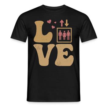 Mécanicien d’ascenseur LOVE - T-shirt homme - noir - Devant - AI Model Male 178 light (178cm)