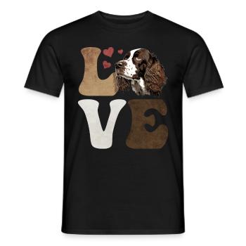 Français Springer Spaniel Dog LOVE - T-shirt homme - noir - Devant - AI Model Male 178 light (178cm)