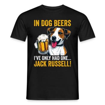 Dans les bières pour chiens, je n’ai eu qu’un seul Jack Russell - T-shirt homme - noir - Devant - AI Model Male 178 light (178cm)
