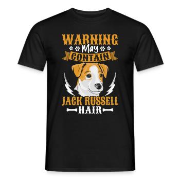 Warning may contain jack Russell Hair - Männer T-Shirt - Schwarz - Vorne - AI Model Male 178 light (178cm)