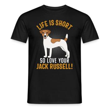 Life is short so love your Jack Russell - Männer T-Shirt - Schwarz - Vorne - AI Model Male 178 light (178cm)