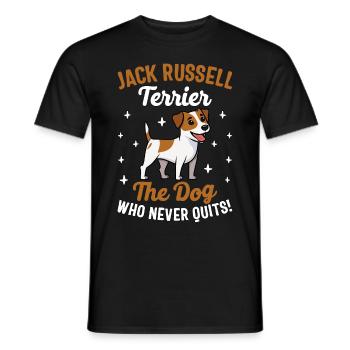 Jack Russell Terrier the dog who never quits - Männer T-Shirt - Schwarz - Vorne - AI Model Male 178 light (178cm)