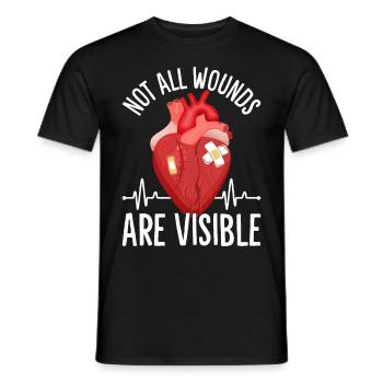 Survivant d’une chirurgie à cœur ouvert - T-shirt homme - noir - Devant - AI Model Male 178 light (178cm)
