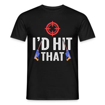 Funny Laser Tag Player - Men's T-Shirt - black - Front - AI Model Male 178 light (178cm)
