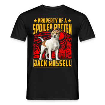 Propriété d’un Jack Russell pourri gâté - T-shirt homme - noir - Devant - AI Model Male 178 light (178cm)