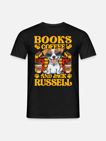 Books Coffee and Jack Russell - Men's T-Shirt - black