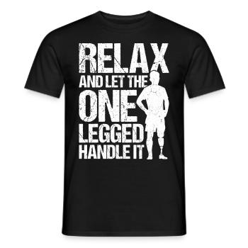 Funny prosthetic leg for amputees - Men's T-Shirt - black - Front - AI Model Male 178 light (178cm)