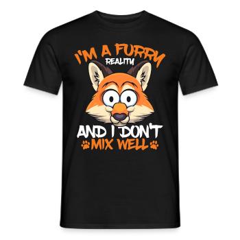 Furry Fandom Fursona Fuchs - Männer T-Shirt - Schwarz - Vorne - AI Model Male 178 light (178cm)
