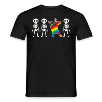 Pelziges Fandom Fursona Pelzanzug LGBTQ Regenbogen - Männer T-Shirt - Schwarz - Vorne - AI Model Male 178 light (178cm)