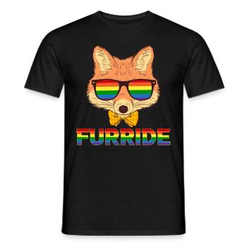 LGBTQ Furry Fandom Fursona Fursuit Fox - Men's T-Shirt - black - Front - AI Model Male 178 light (178cm)