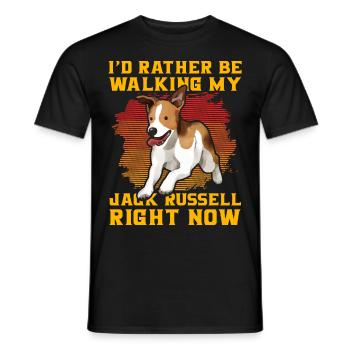 Je préfère promener mon Jack Russell en ce moment - T-shirt homme - noir - Devant - AI Model Male 178 light (178cm)