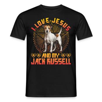 I love Jesus and my Jack Russell - Männer T-Shirt - Schwarz - Vorne - AI Model Male 178 light (178cm)