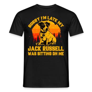 Sorry I'm late my Jack Russell was sitting on me - Männer T-Shirt - Schwarz - Vorne - AI Model Male 178 light (178cm)