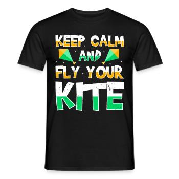 Fliege einen Drachen Hobby Wind Kiteboard Lustiges - Männer T-Shirt - Schwarz - Vorne - AI Model Male 178 light (178cm)