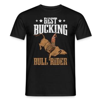Bull-riding cowboy - Men's T-Shirt - black - Front - AI Model Male 178 light (178cm)