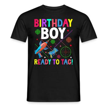 Laser Tag Birthday Player - Men's T-Shirt - black - Front - AI Model Male 178 light (178cm)