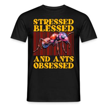 Stressed bless and Ants obsessed - Men's T-Shirt - black - Front - AI Model Male 178 light (178cm)