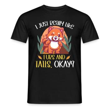 Furry Fandom Fursona Fursuit Fox - Men's T-Shirt - black - Front - AI Model Male 178 light (178cm)