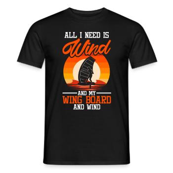 Wingsurfing Foil Wing Wing Boarding Wing Foiling - Men's T-Shirt - black - Front - AI Model Male 178 light (178cm)