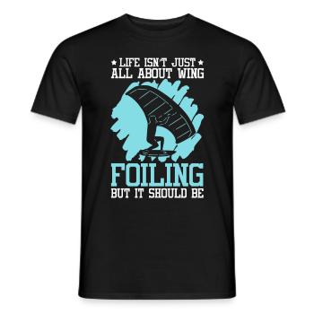 Wingsurfing Foil Wing Wing Boarding Wing Foiling - Men's T-Shirt - black - Front - AI Model Male 178 light (178cm)