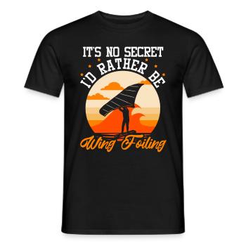 Wingsurfing Foil Wing Wing Boarding Wing Foiling - Men's T-Shirt - black - Front - AI Model Male 178 light (178cm)