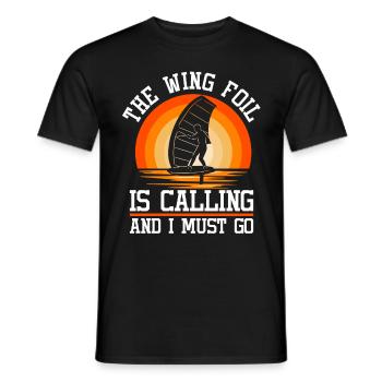 Wingsurfing Foil Wing Wing Boarding Wing Foiling - Men's T-Shirt - black - Front - AI Model Male 178 light (178cm)