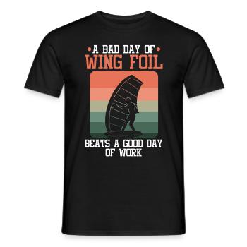 Wingsurfing Foil Wing Wing Boarding Wing Foiling - Men's T-Shirt - black - Front - AI Model Male 178 light (178cm)