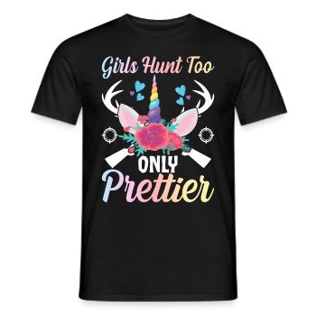 Deer Hunting Girl Huntress - Men's T-Shirt - black - Front - AI Model Male 178 light (178cm)