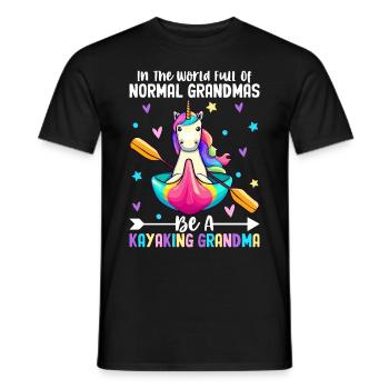 Female kayaker paddling - Men's T-Shirt - black - Front - AI Model Male 178 light (178cm)