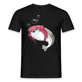 Funny Sacabambaspis Fish Meme Kawaii Girl - Men's T-Shirt - black - Front - AI Model Male 178 light (178cm)
