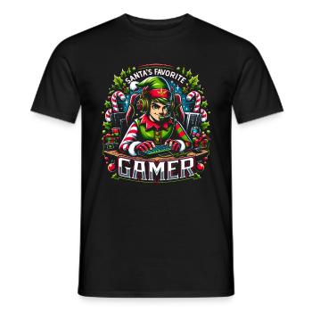 Noël Elf Gaming Noël Gamer - T-shirt homme - noir - Devant - AI Model Male 178 light (178cm)