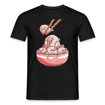 Kawaii Blob Fish Ramen Noodles Japanese Food - Men's T-Shirt - black - Front - AI Model Male 178 light (178cm)
